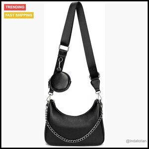 Classic Hobo Crossbody Bag with Chain Strap and Coin Purse, Elegant Designer